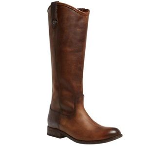 Frye Melissa Button Tall Real Leather Riding Boot dark brown 9